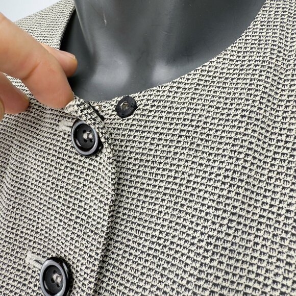 KASPER for A.S.L. Vintage Micro-Houndstooth Gray Long Blazer Jacket Size10 - Picture 2 of 13